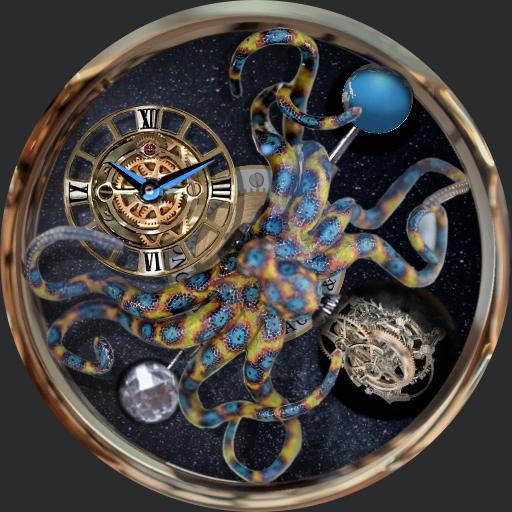 Jacob Co. Astronomia Gold Octopus Black Sky WatchFaces for